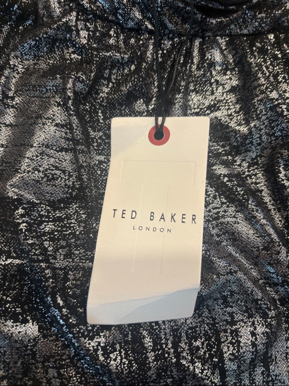 Ted Baker Silver Metallic Mock Neck Top - Picture 2 of 4